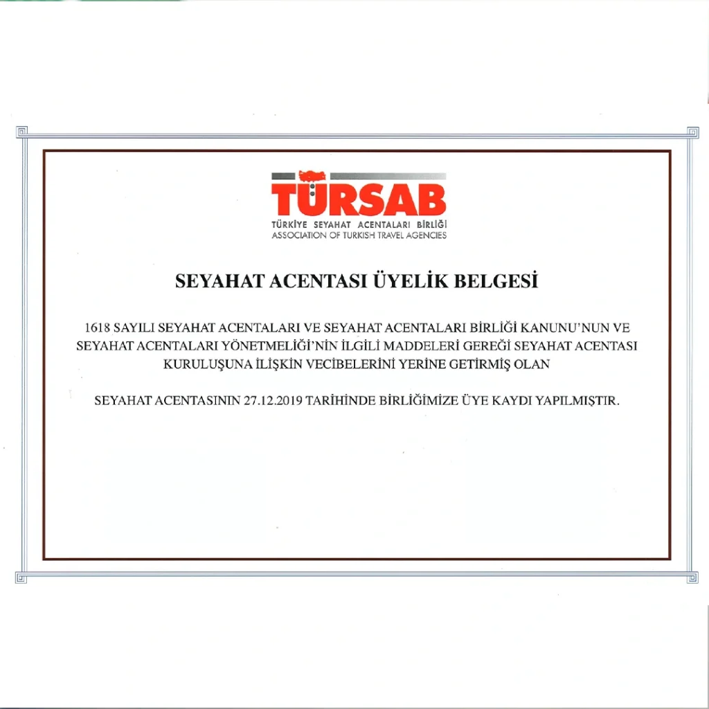 TURSAB A Sınıfı Seyahat İşletme Belgesi